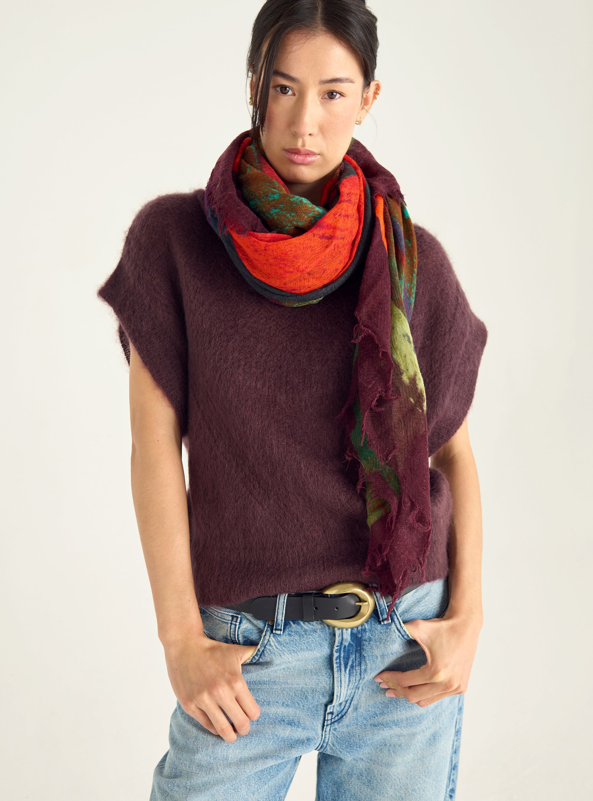 Wool Scarf – Watercolor Geometric Pattern