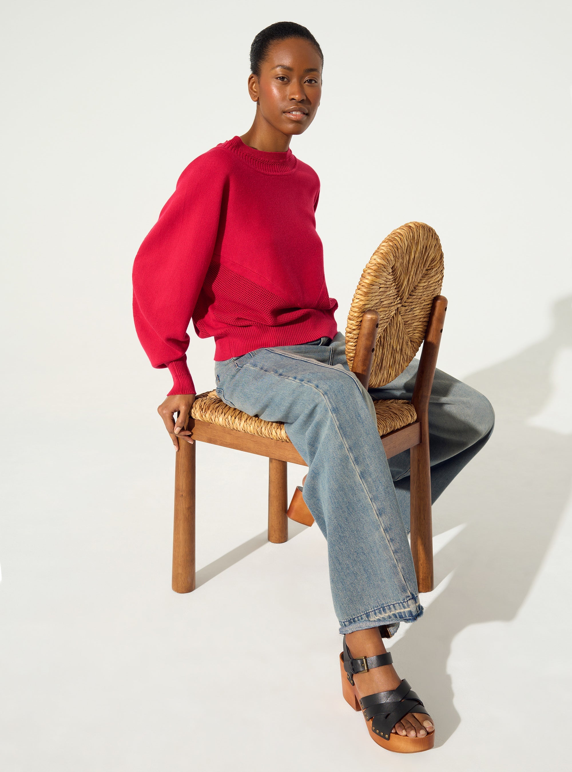 Red cotton and cashmere sweater