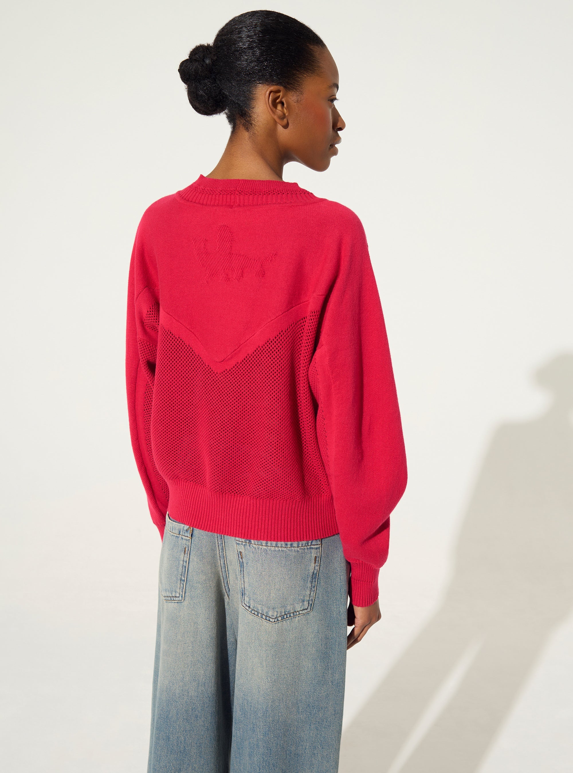 Red cotton and cashmere sweater