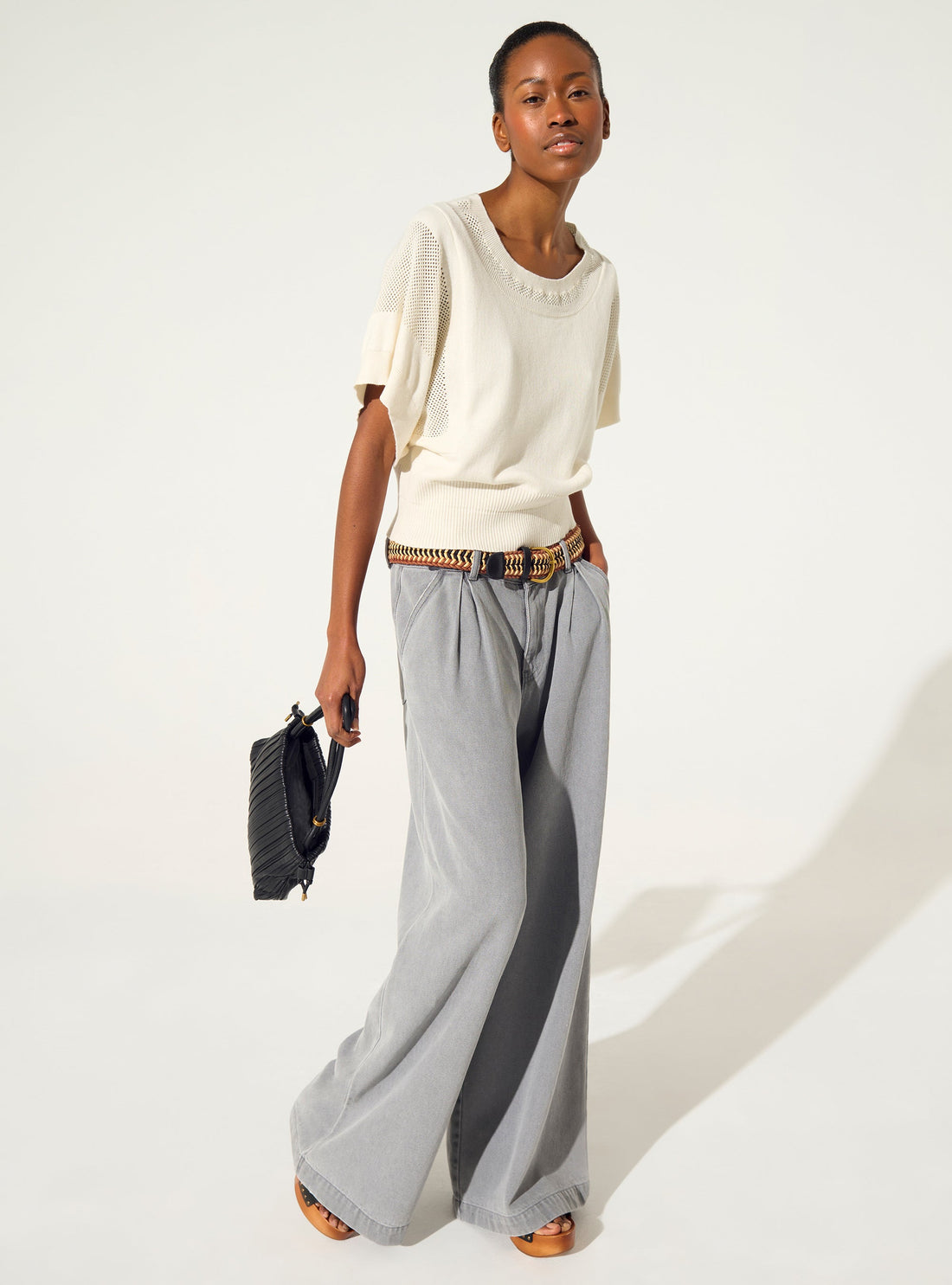 Ecru cotton and cashmere sweater