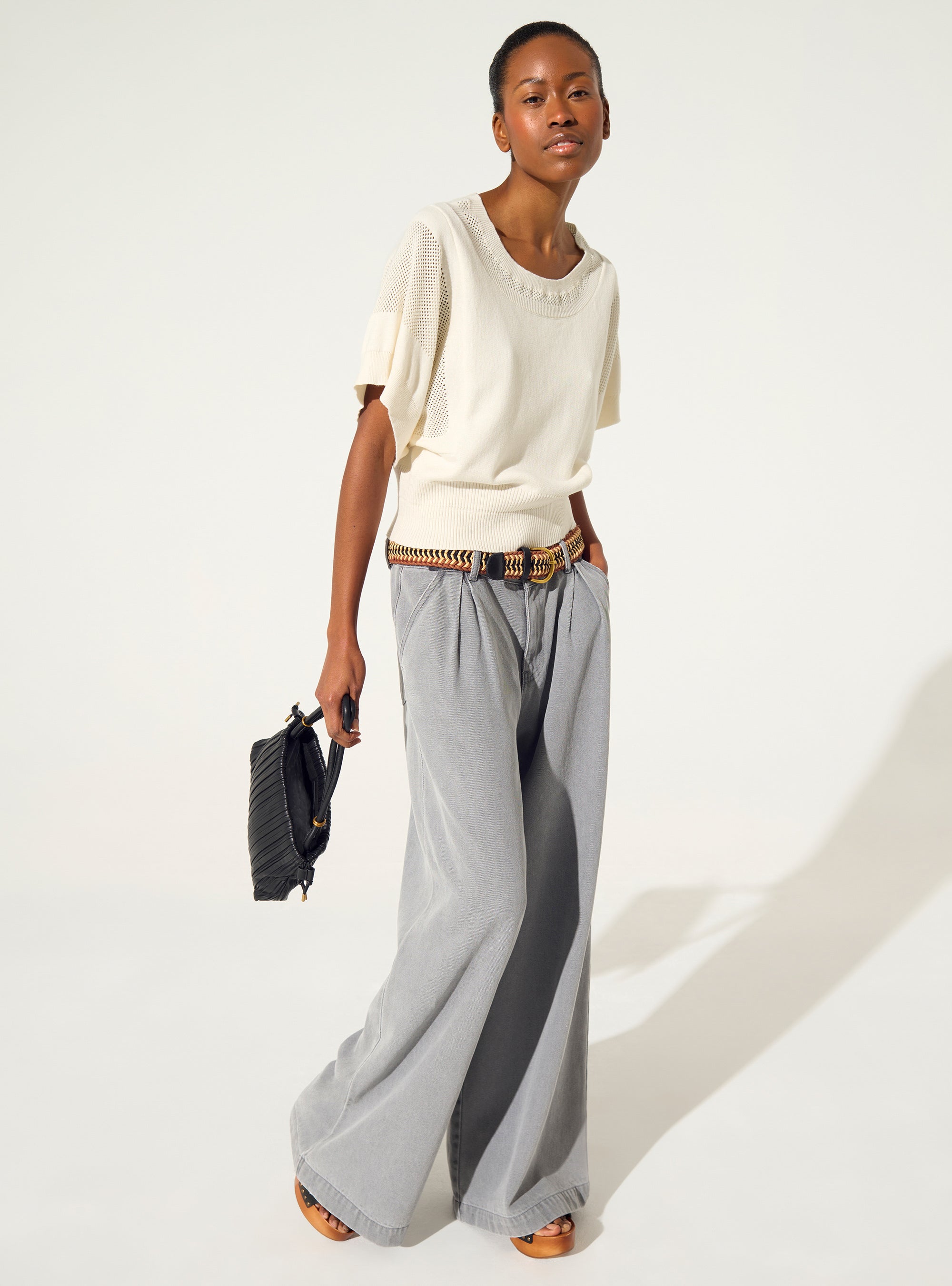 Ecru cotton and cashmere sweater