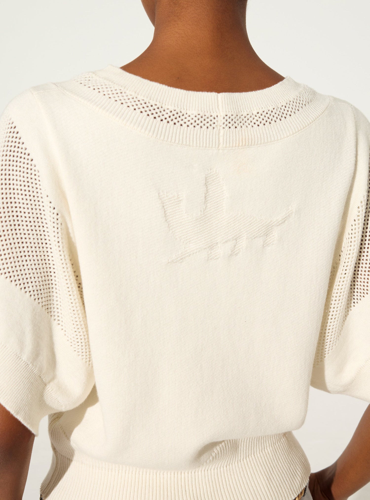 Ecru cotton and cashmere sweater