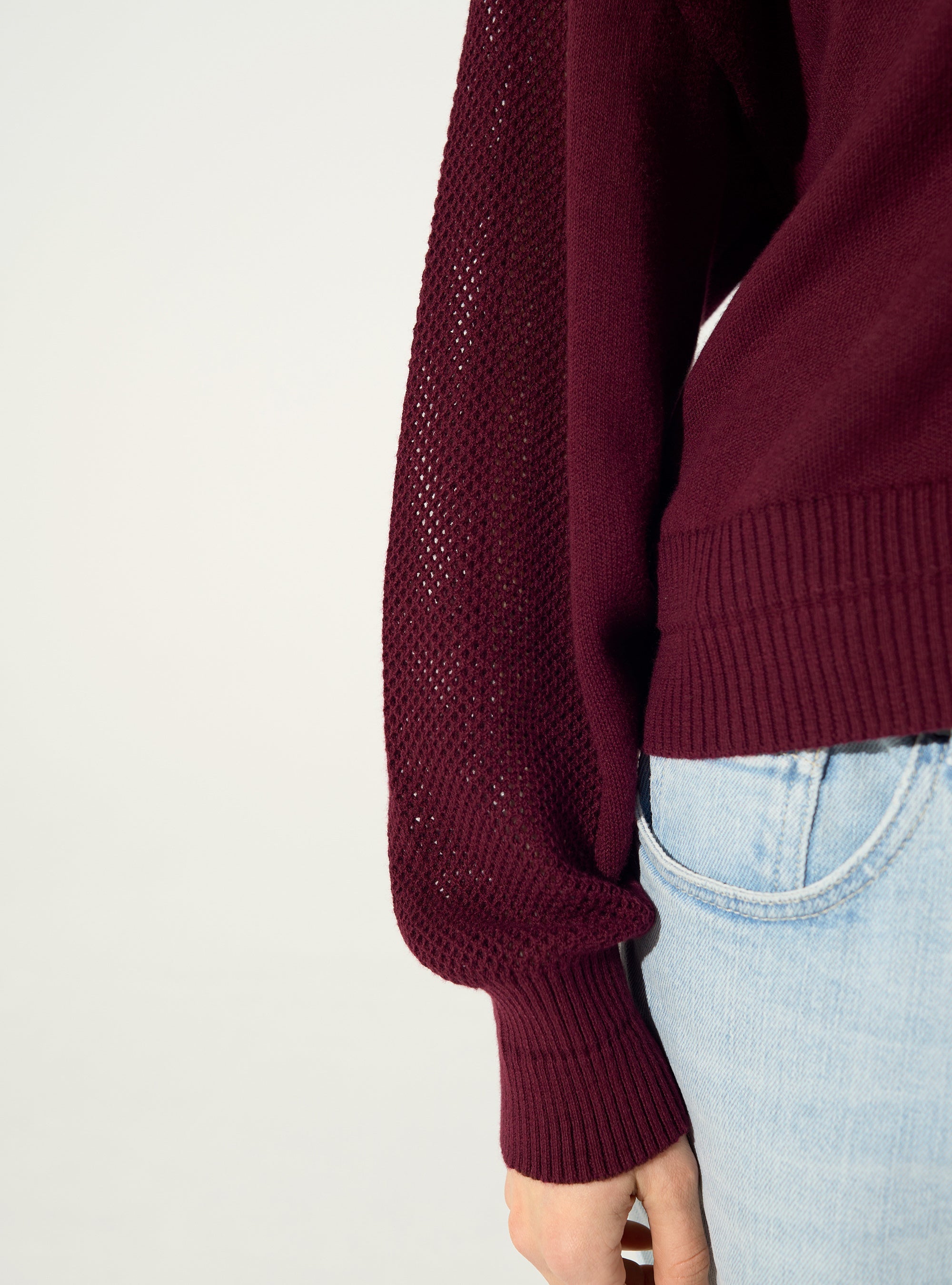 Plum cotton and cashmere cardigan