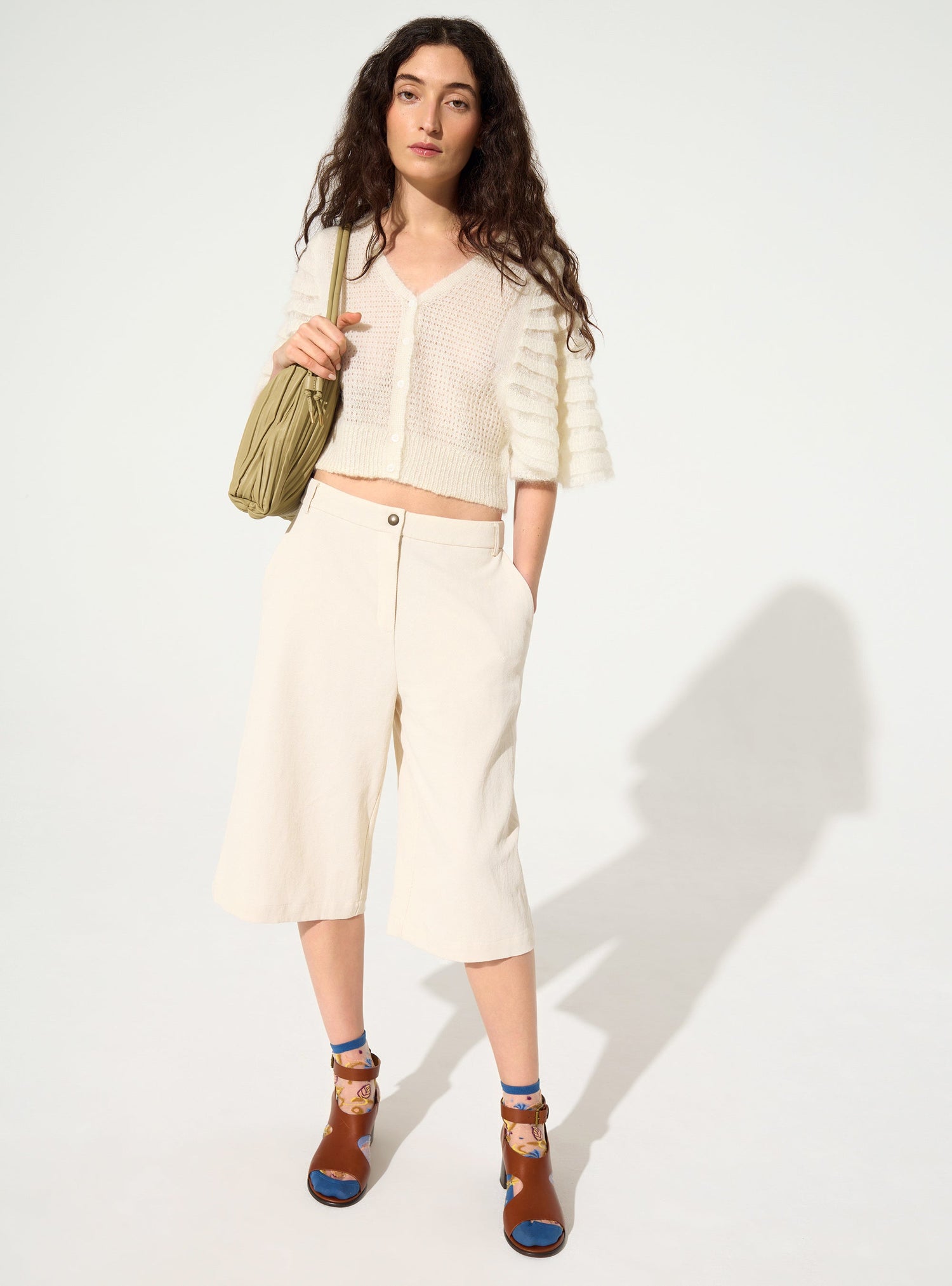 White mohair and wool cardigan