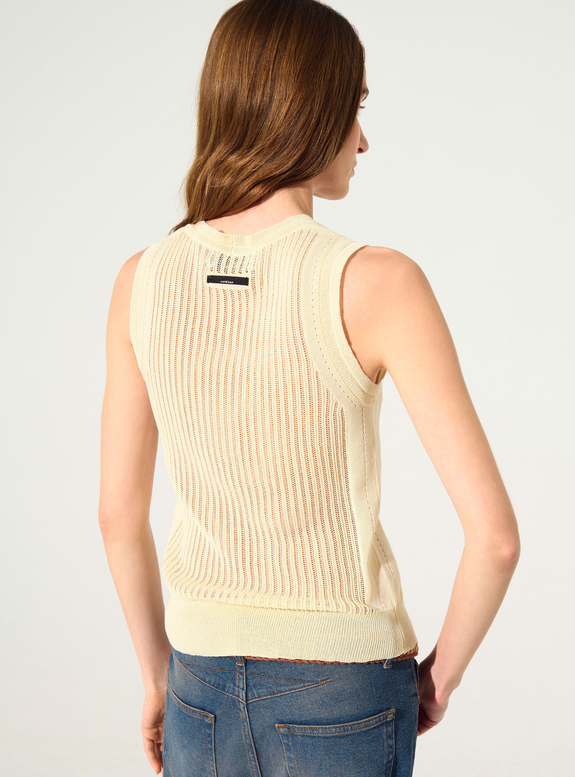 Ecru knit tank top