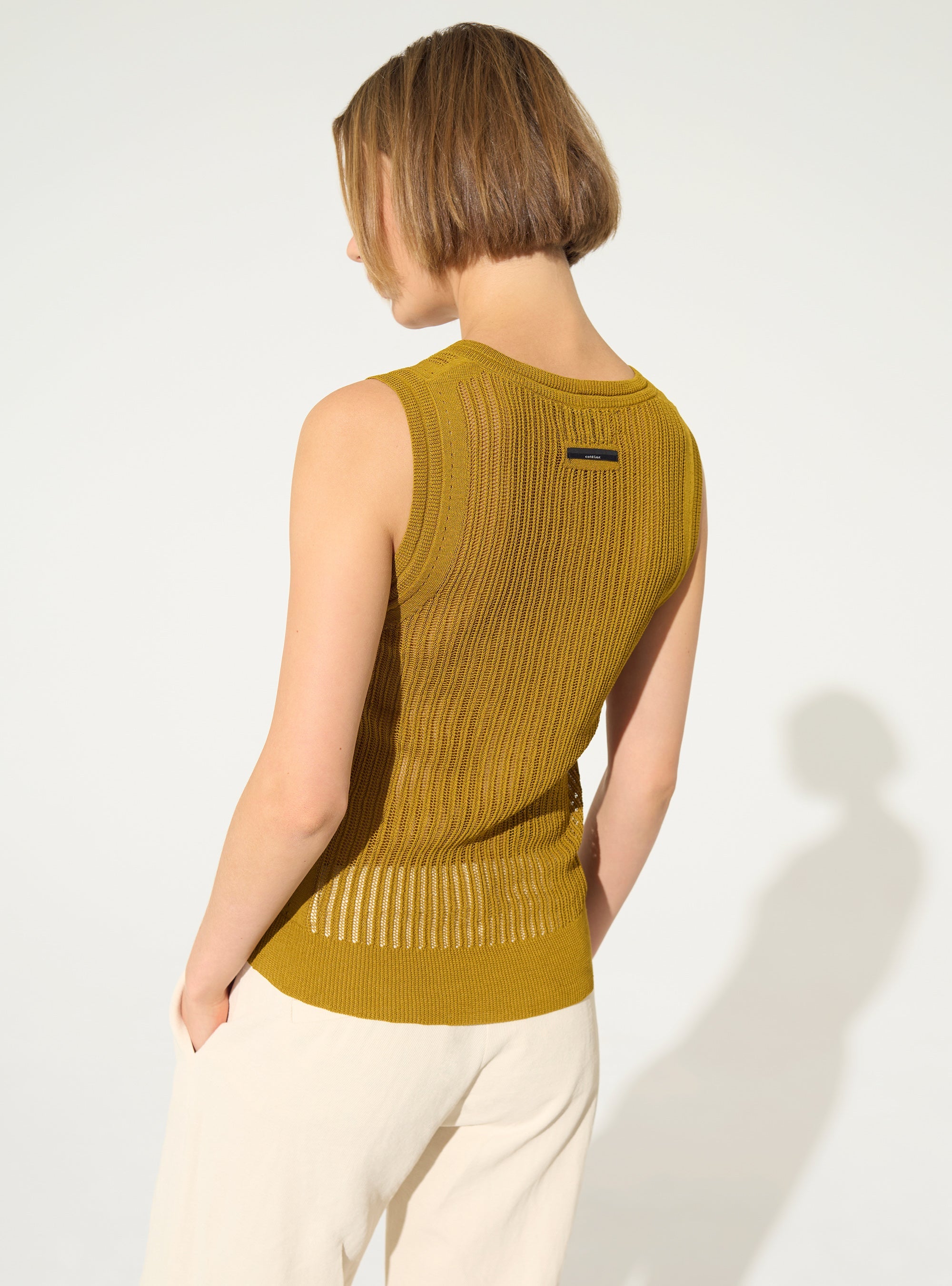 Yellow ochre knit tank top