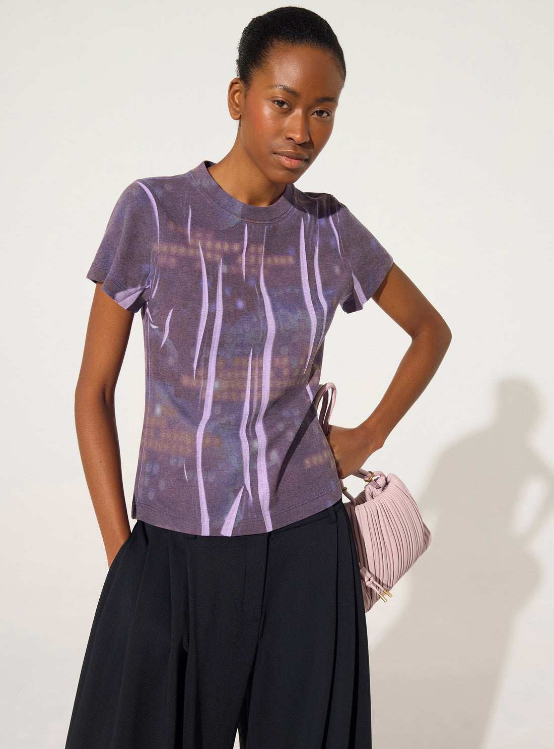 Purple house print T-shirt