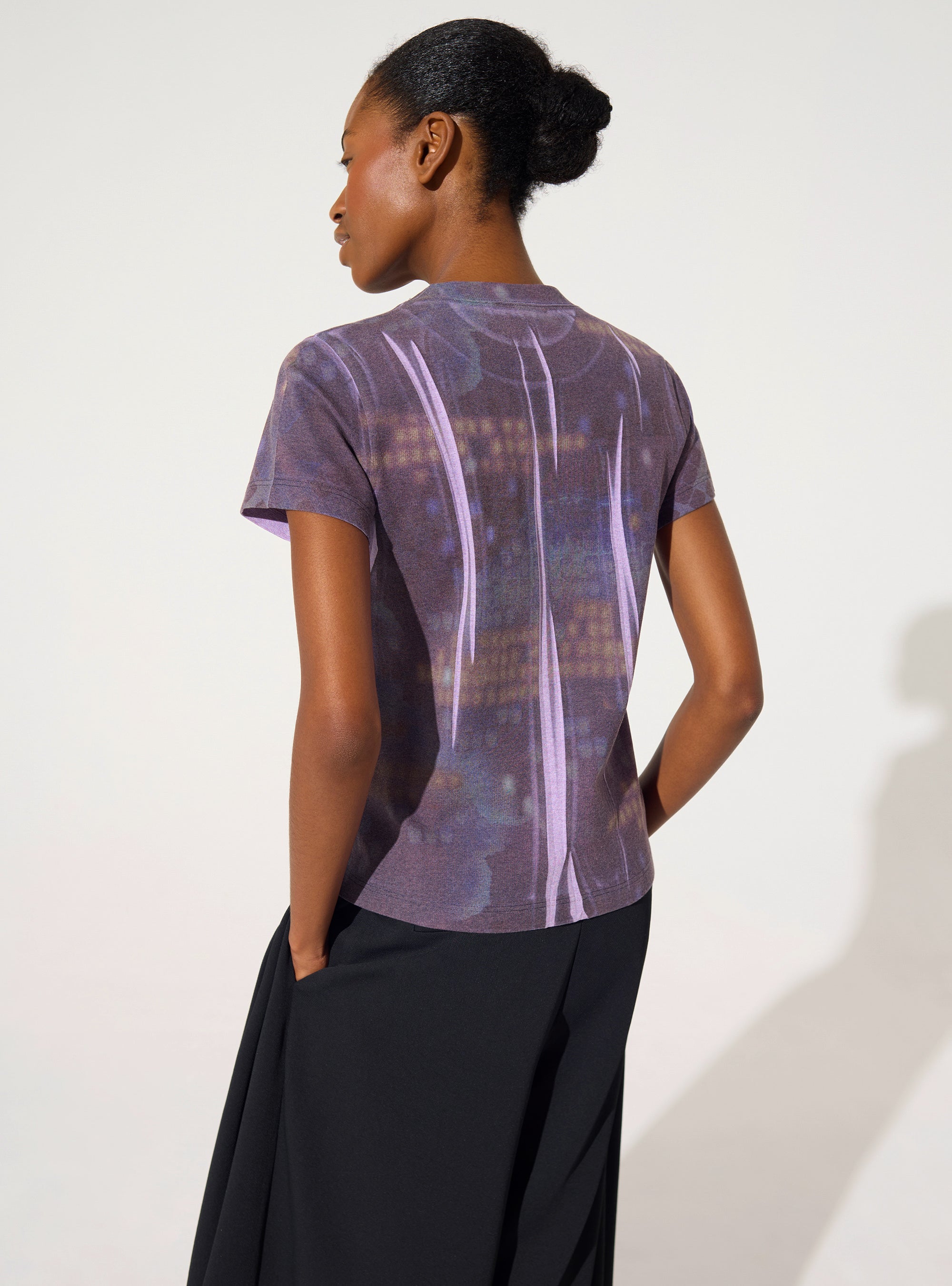 Purple house print T-shirt