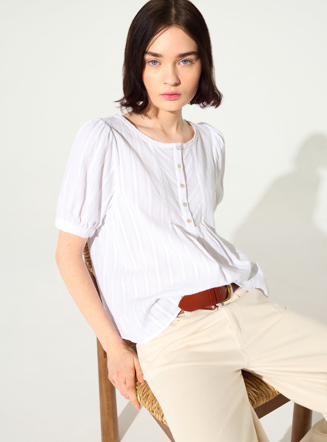 Loose white cotton blouse