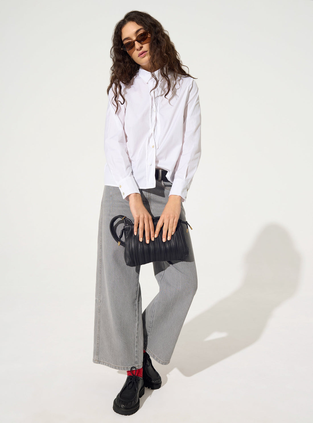 White cotton straight shirt