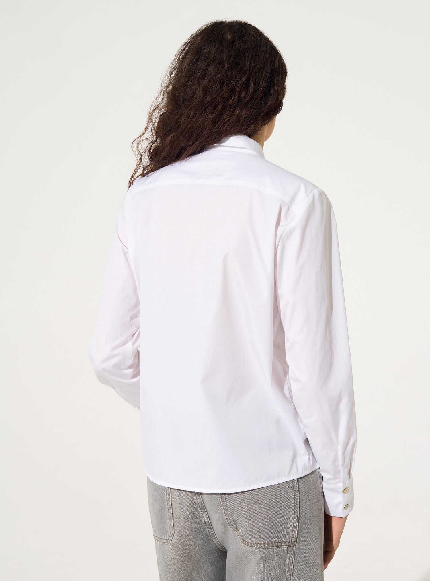 White cotton straight shirt