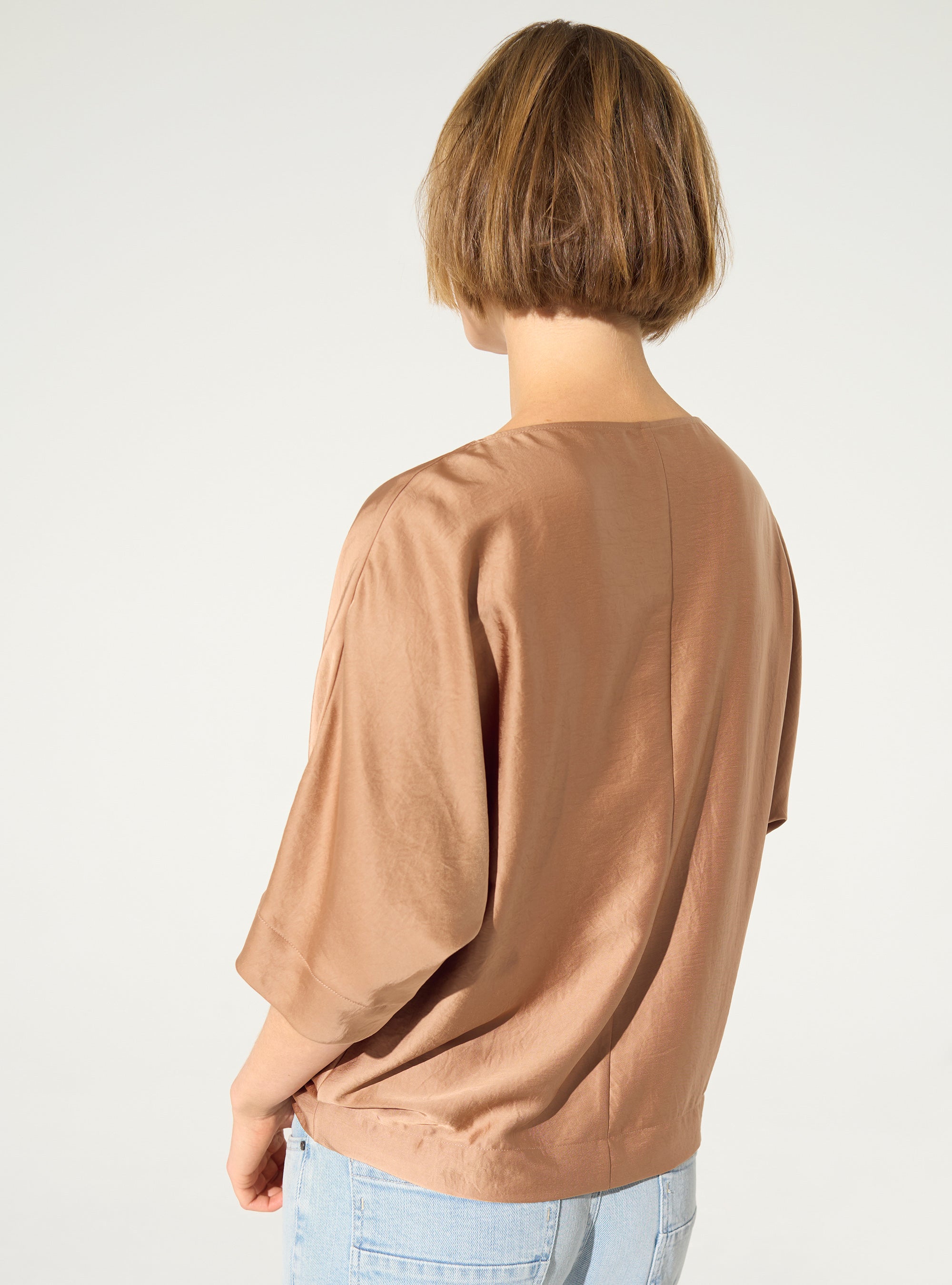 Pink loose satin blouse