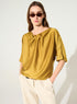 Yellow loose satin blouse