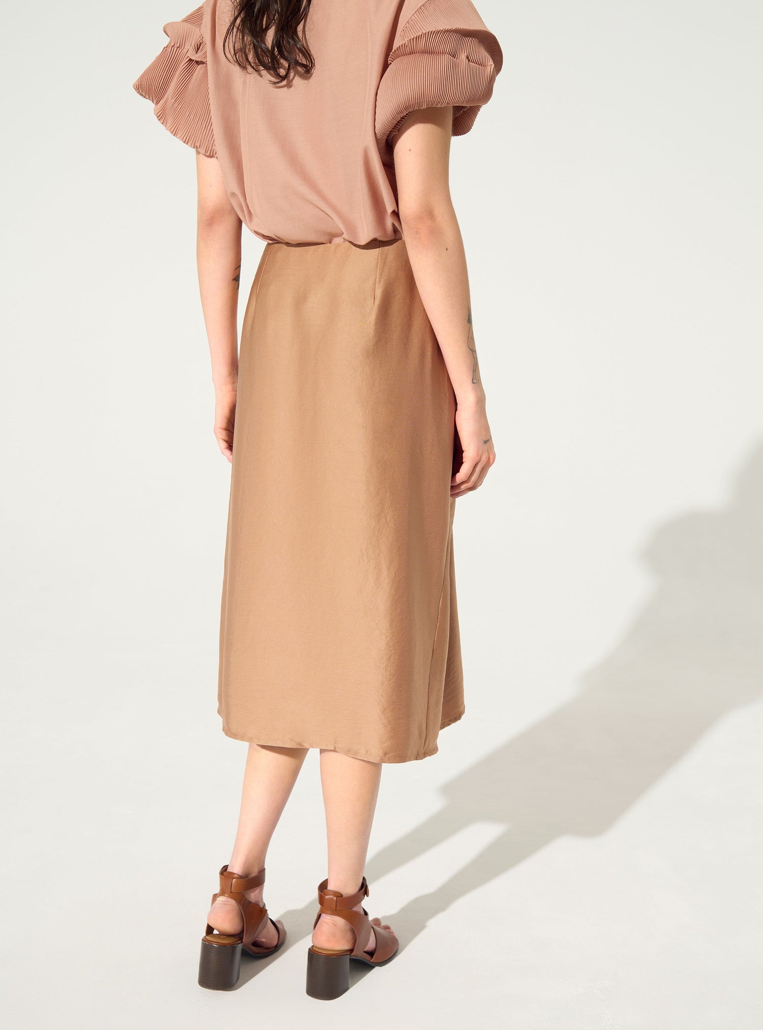 Pink satin skirt