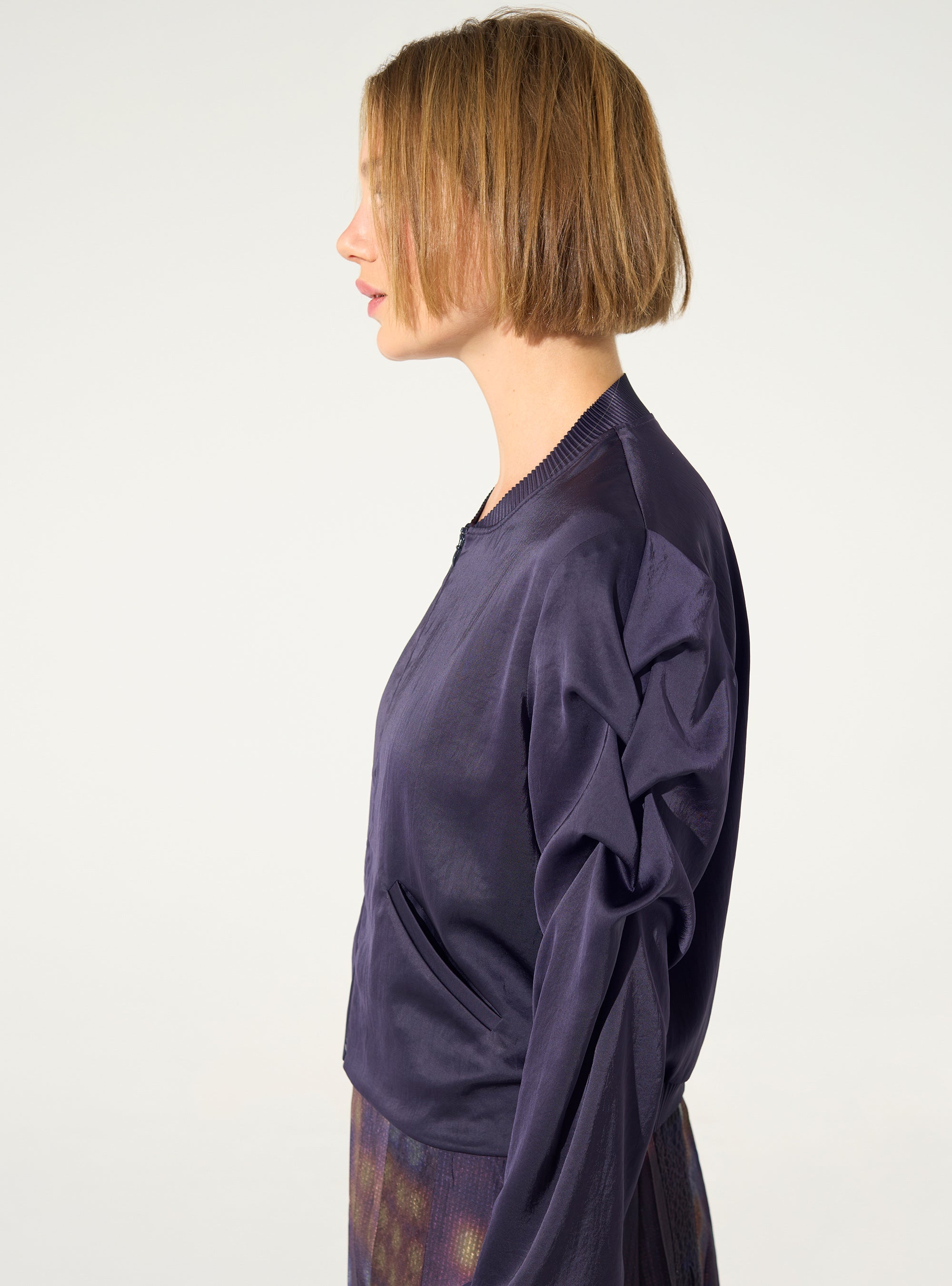 Purple pleated straight jacket