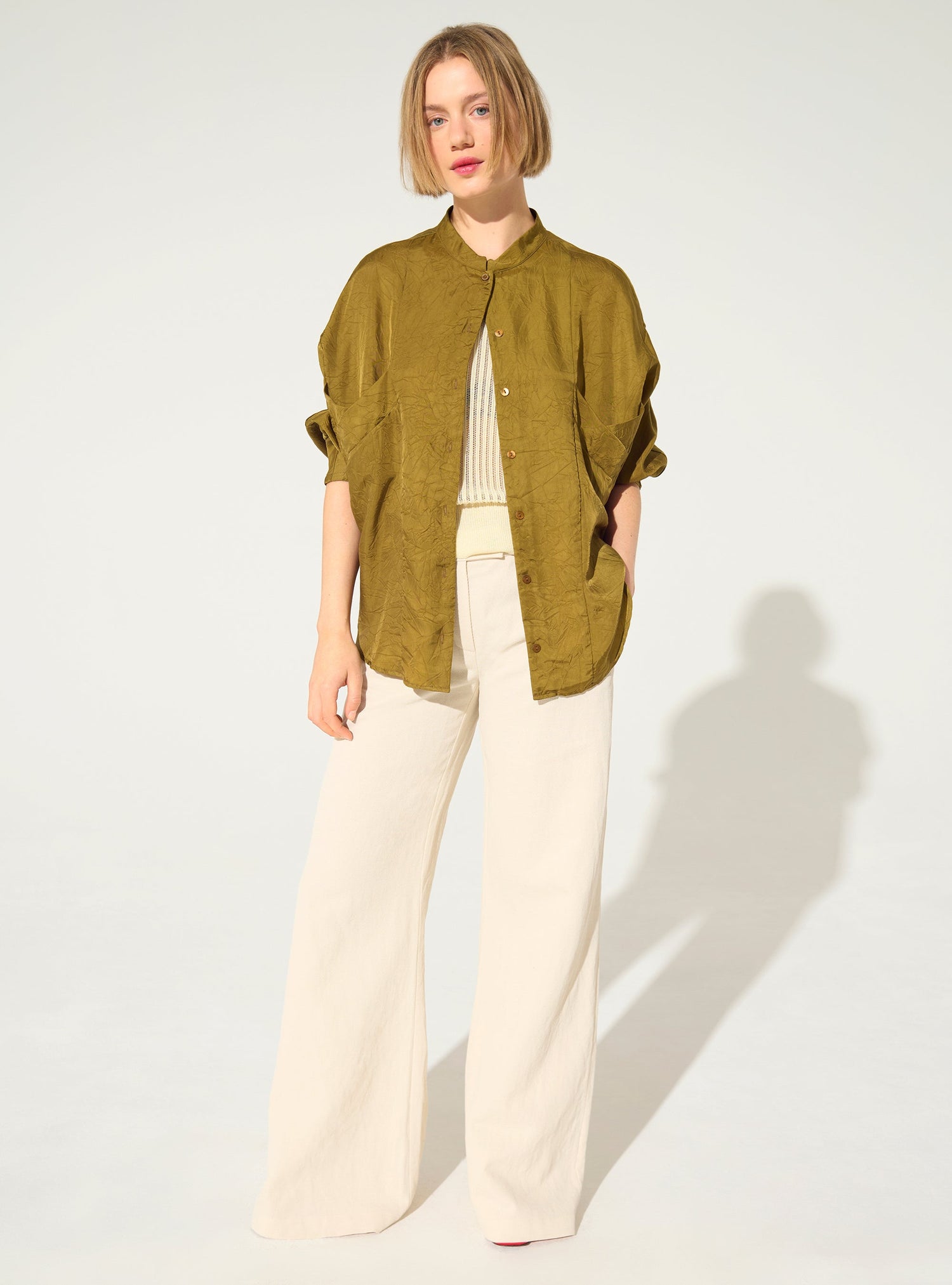Oversized shirt in bronze cupro