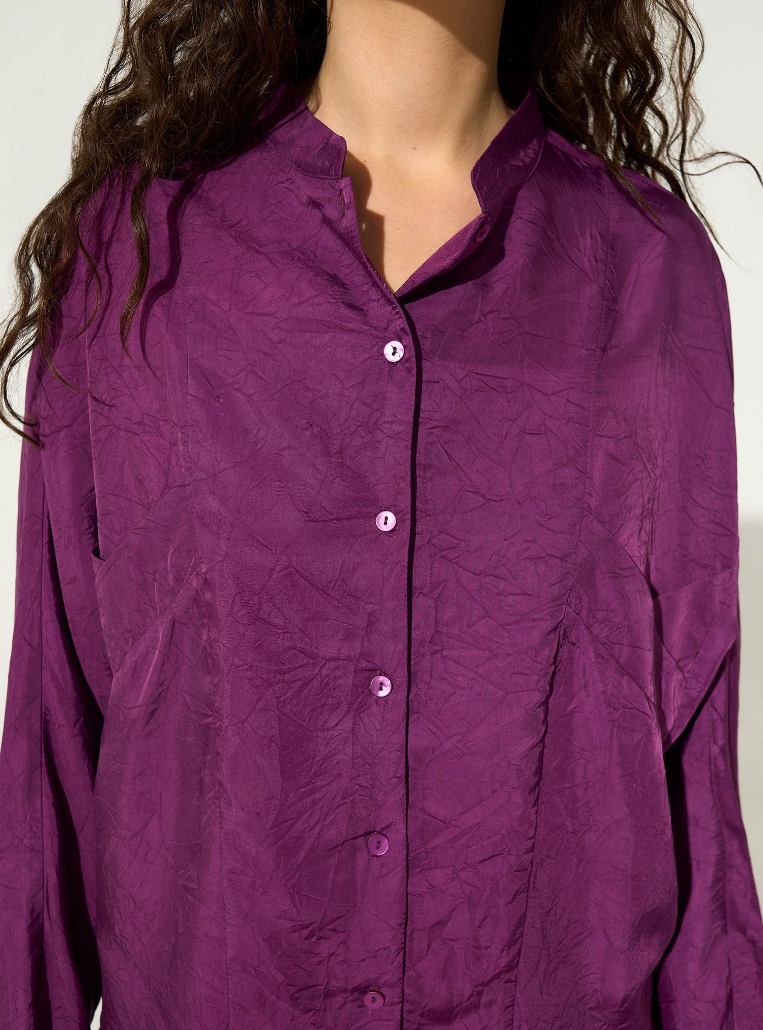 Oversized shirt in purple cupro