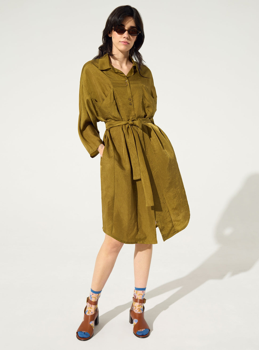 Loose green cupro dress
