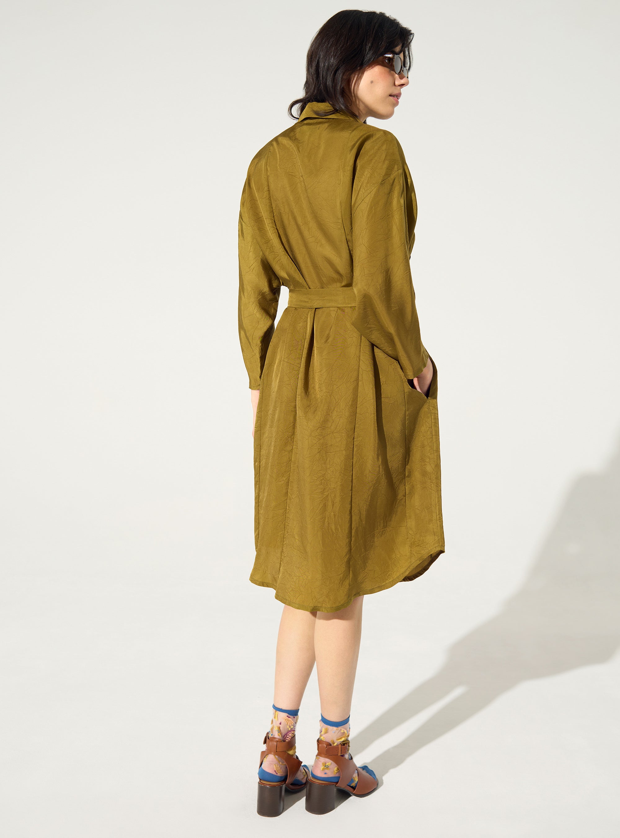 Loose green cupro dress