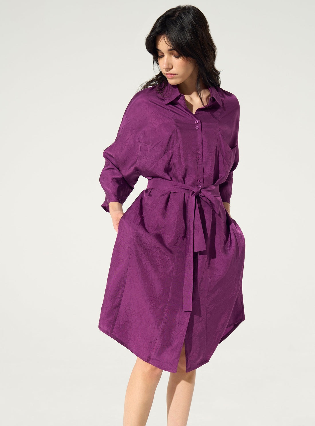 Loose purple cupro dress