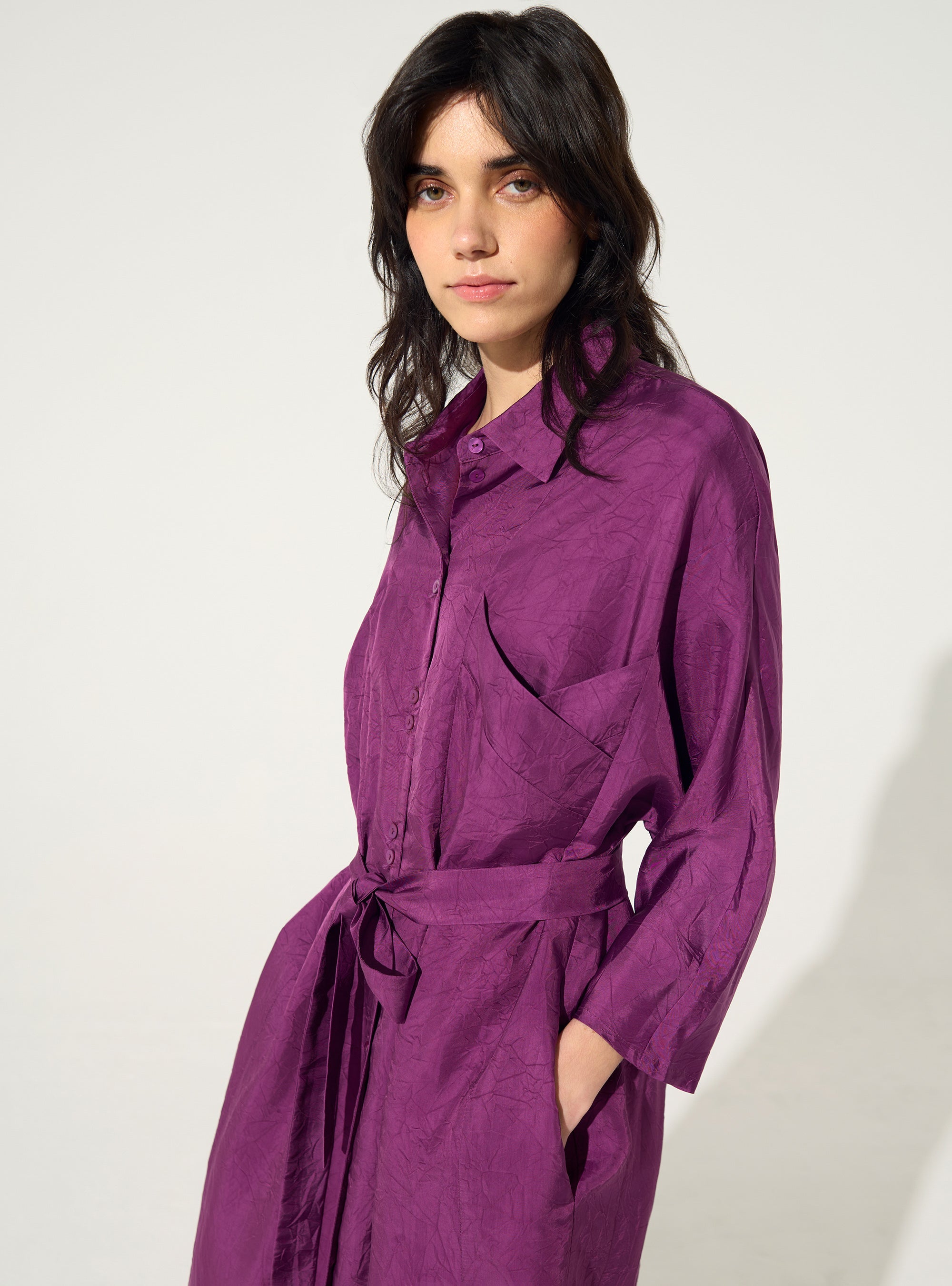 Loose purple cupro dress