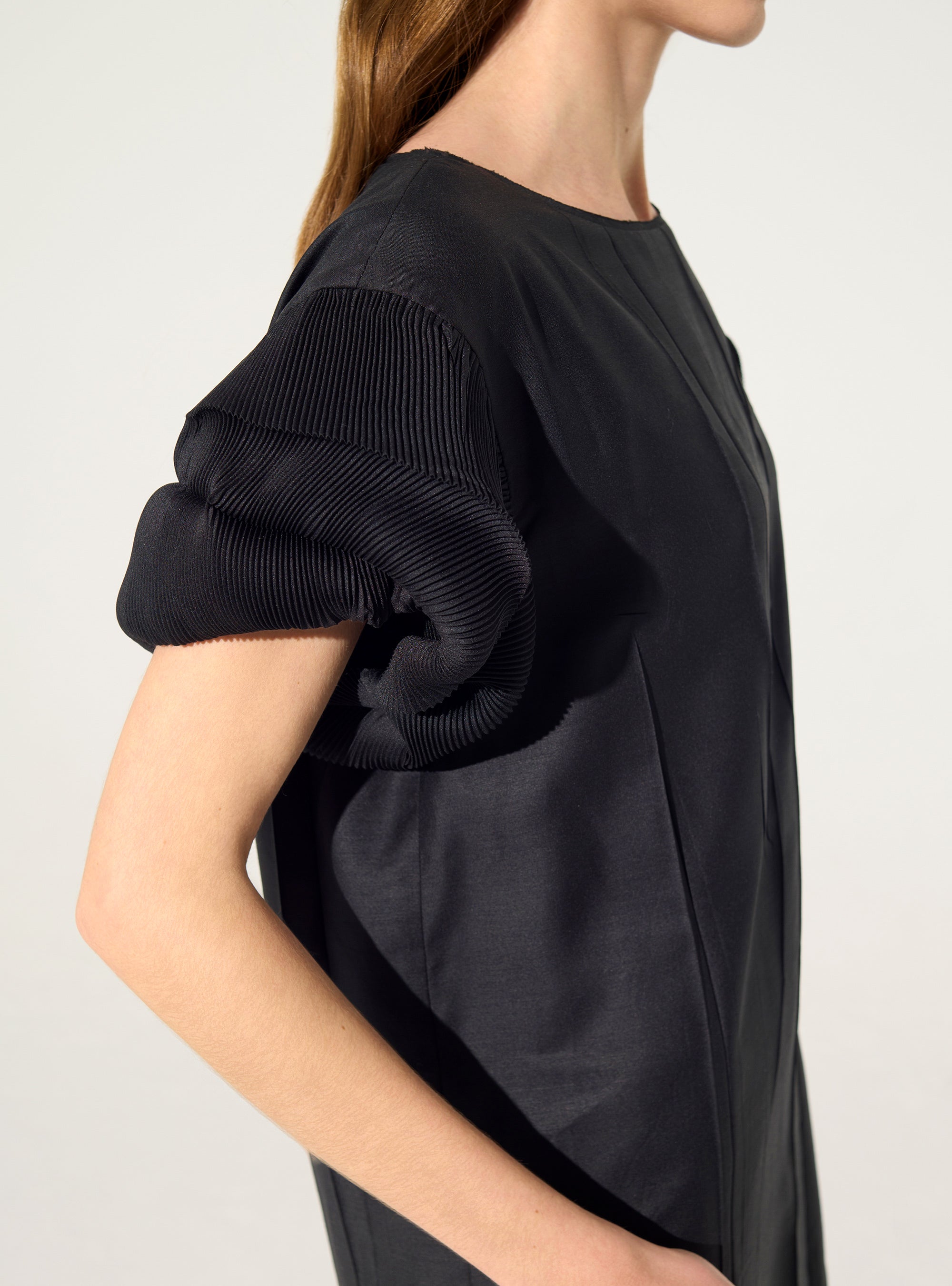 Straight black pleated dress