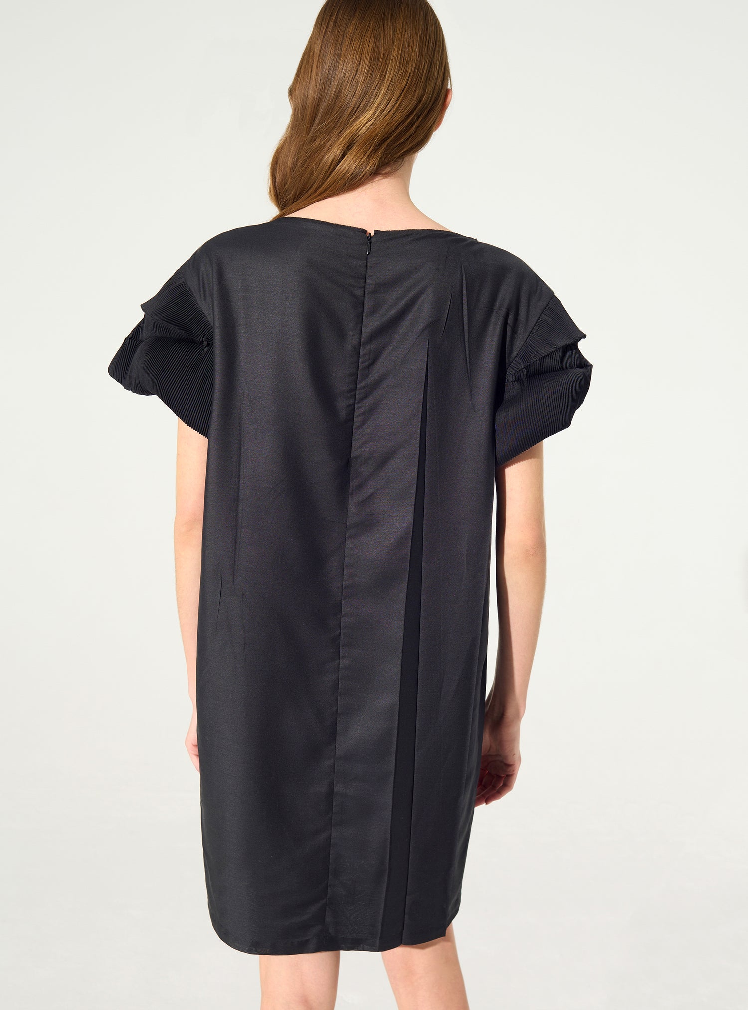 Straight black pleated dress