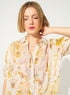 Oversized xxl white printed pleated blouse