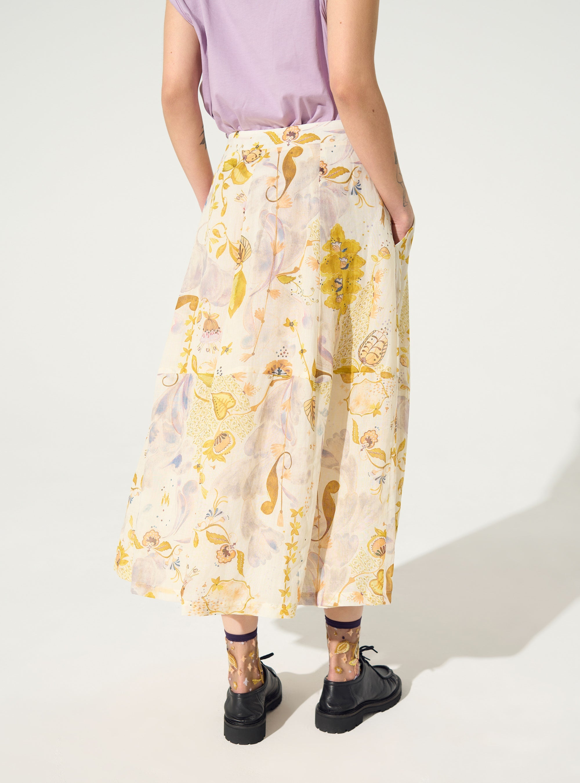 Full skirt with white print
