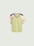 Oversized pleated blouse with green print