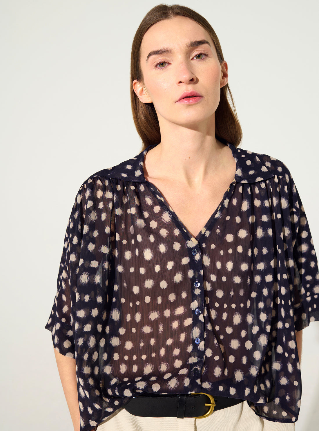 XXL oversized shirt with purple house print