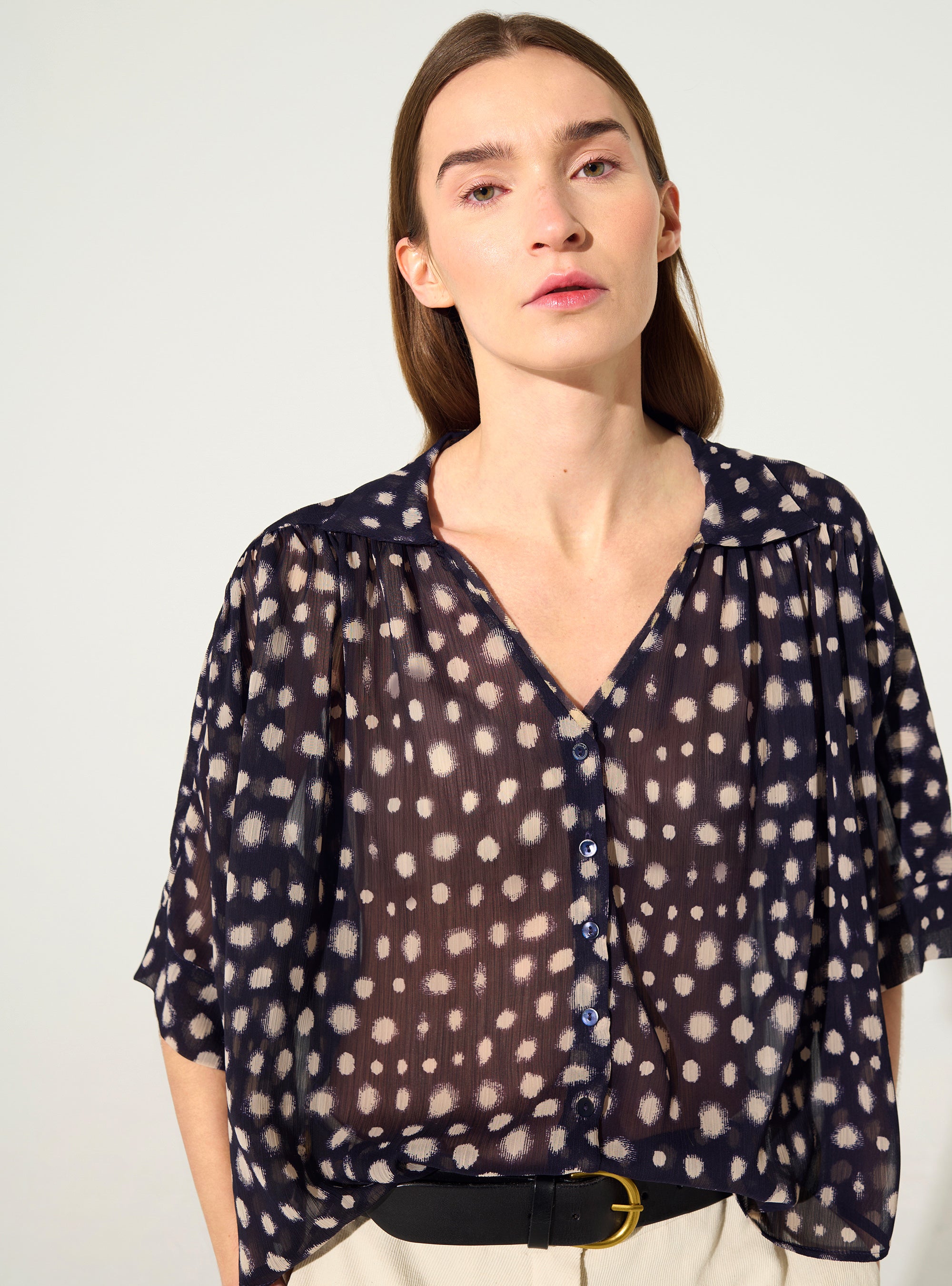 XXL oversized shirt with purple house print