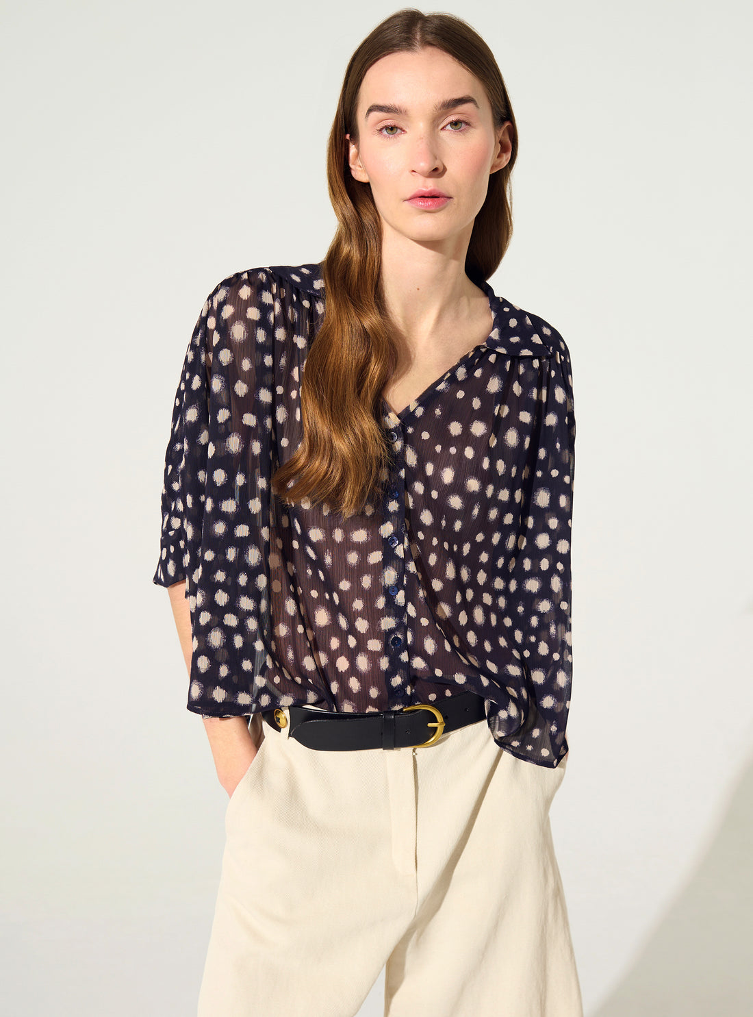 XXL oversized shirt with purple house print