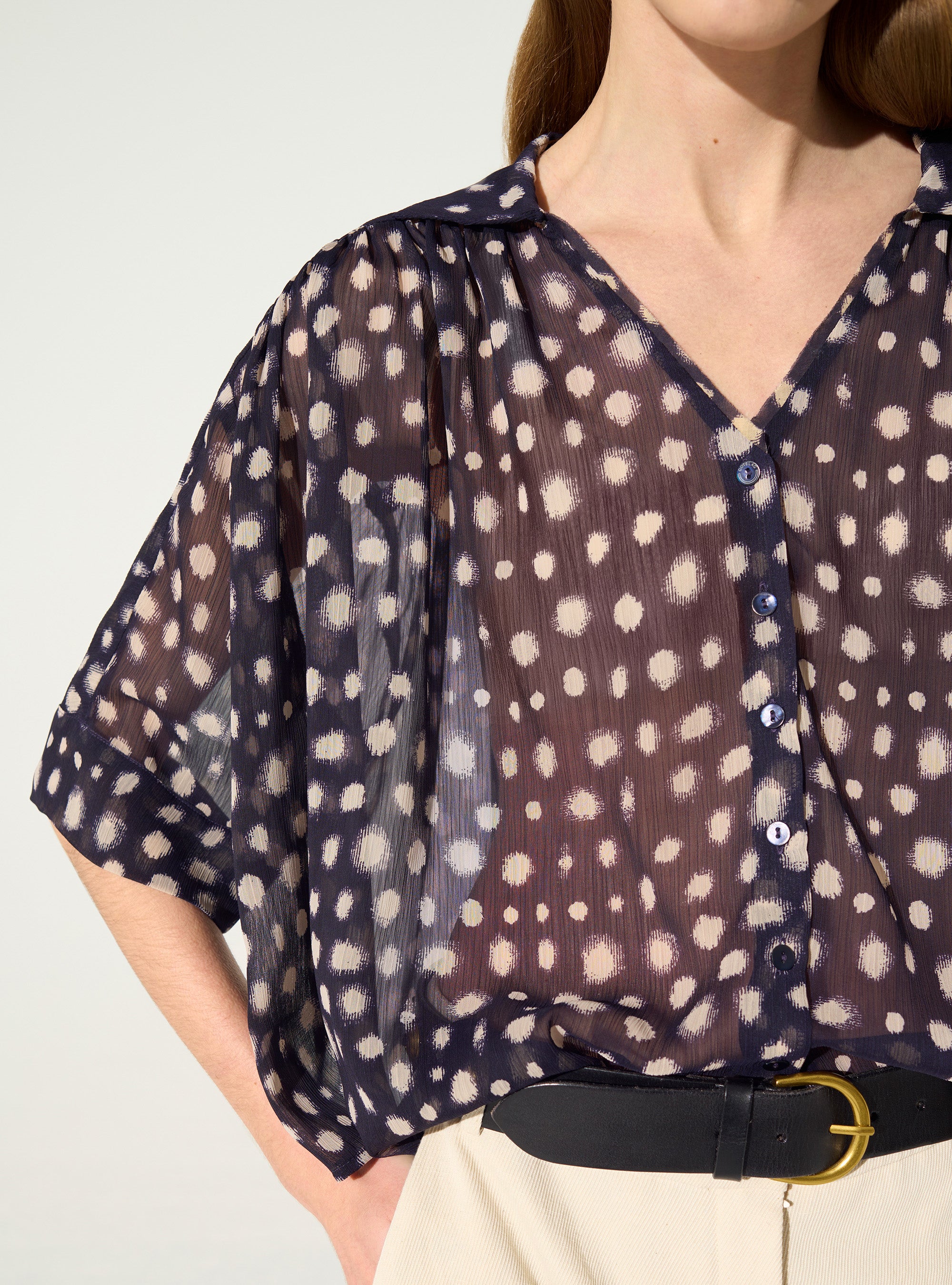 XXL oversized shirt with purple house print