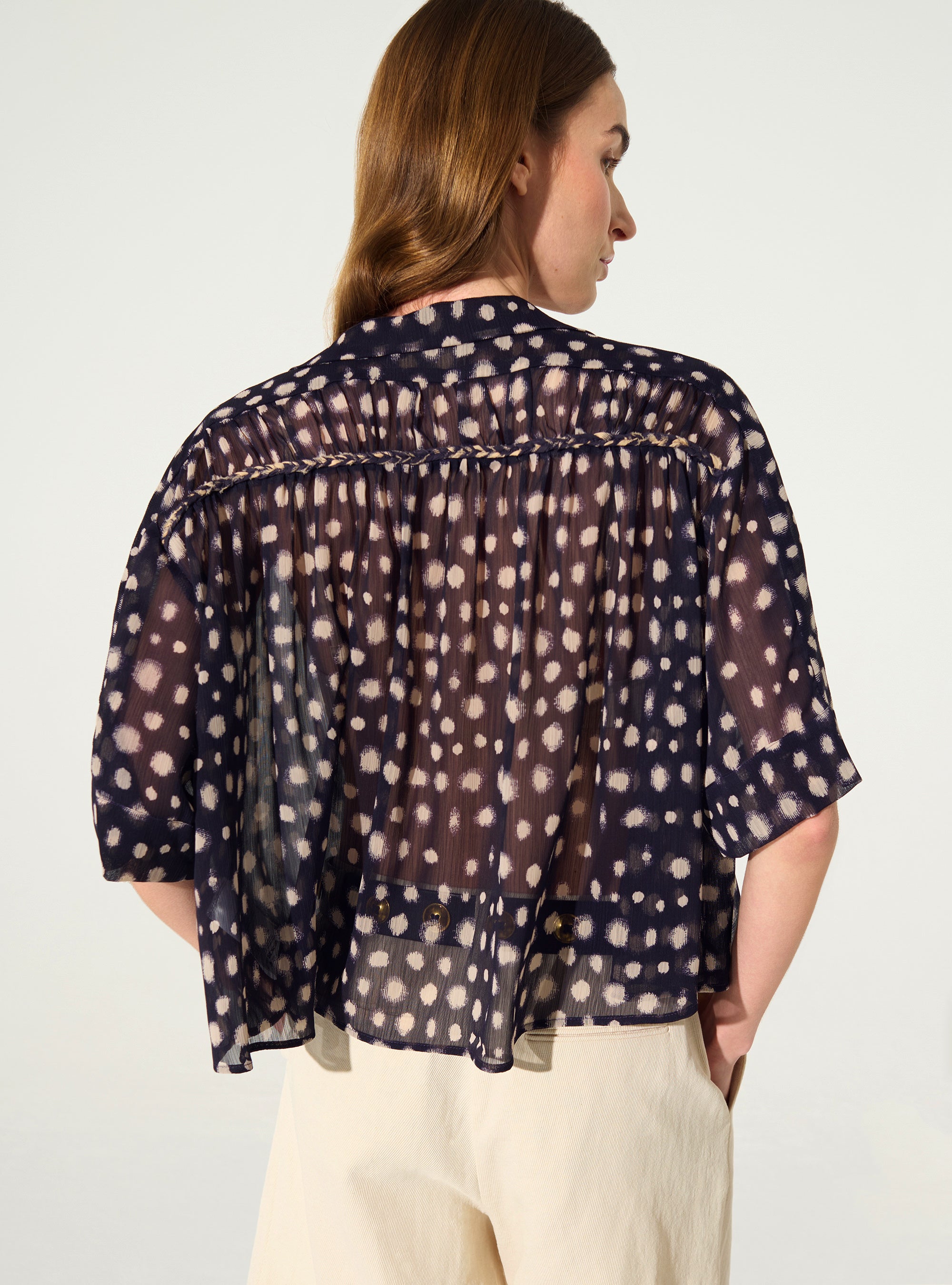 XXL oversized shirt with purple house print