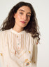 Embroidered blouse in ecru cotton