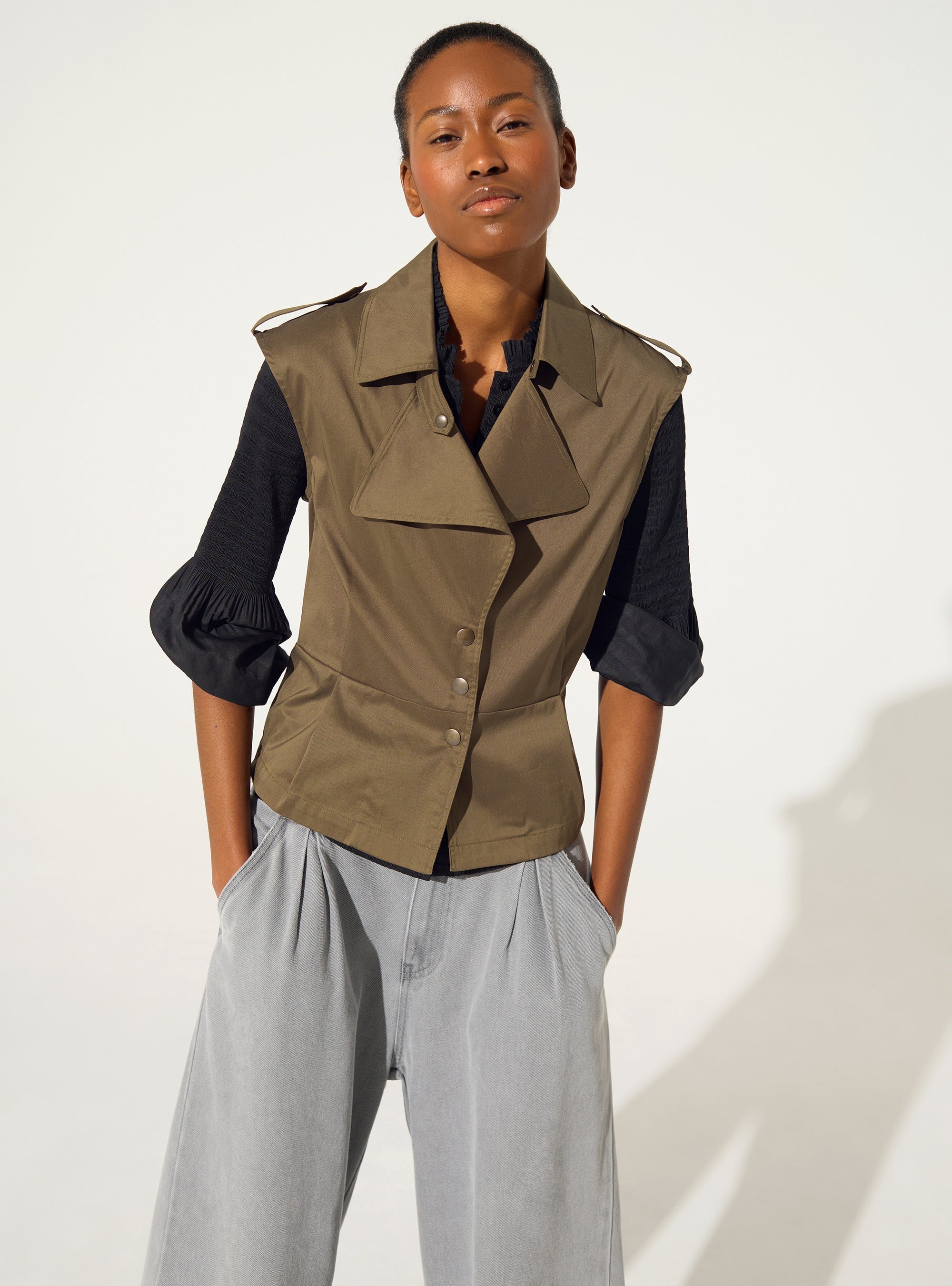 Khaki cotton shirt