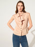 Pink cotton pleated fitted shirt