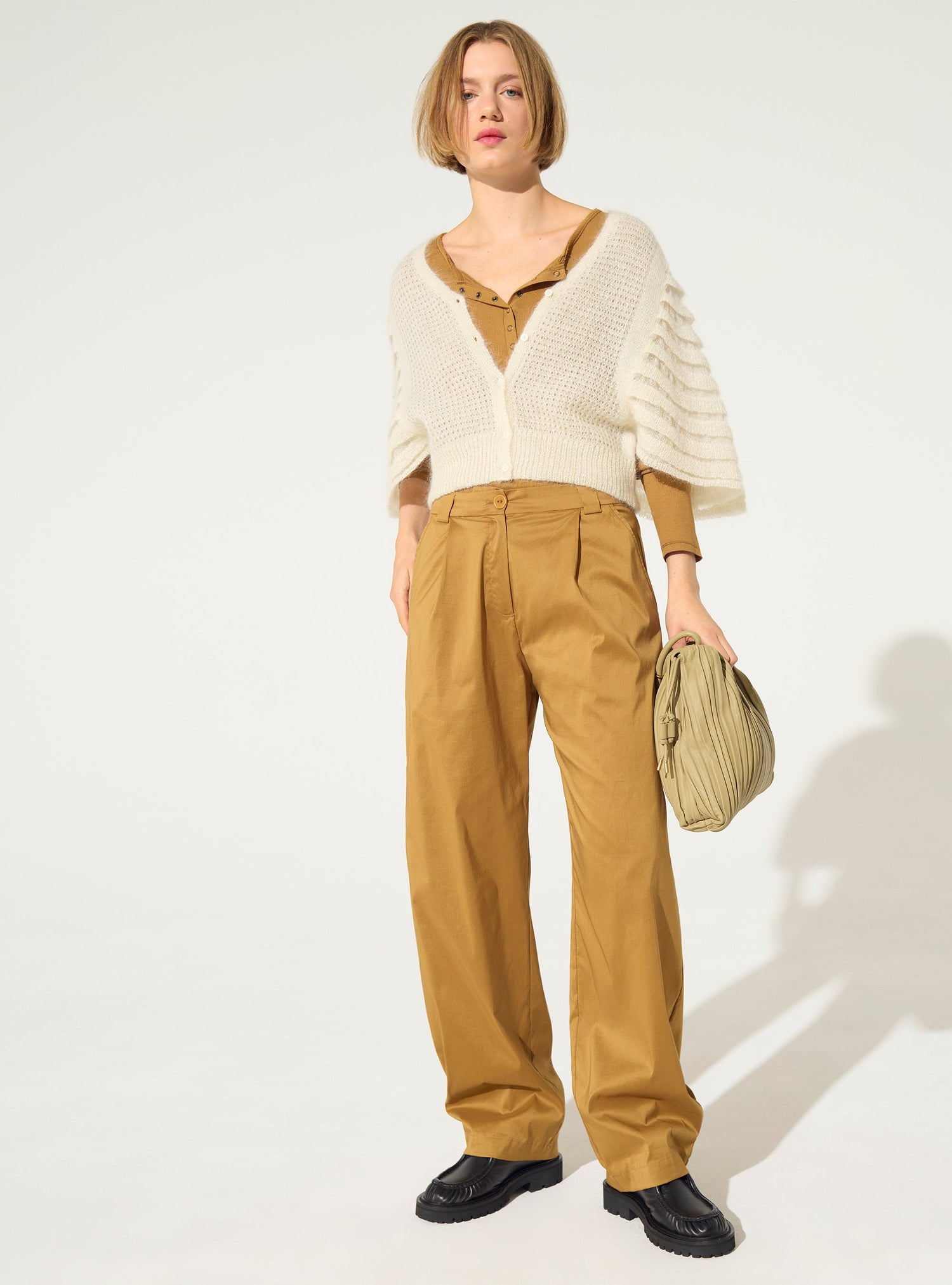 Brown cotton printed trousers