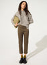 Khaki cotton cropped pants