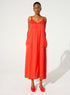 Long pleated dress in red cotton