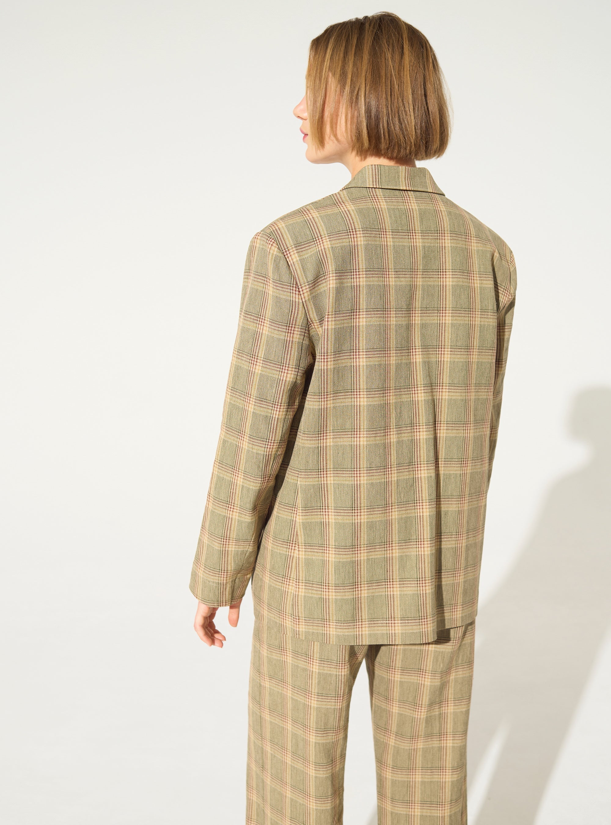 Loose linen checked jacket