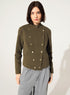 Fitted officer-style jacket in cotton and green linen