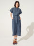 Loose linen and blue cotton dress