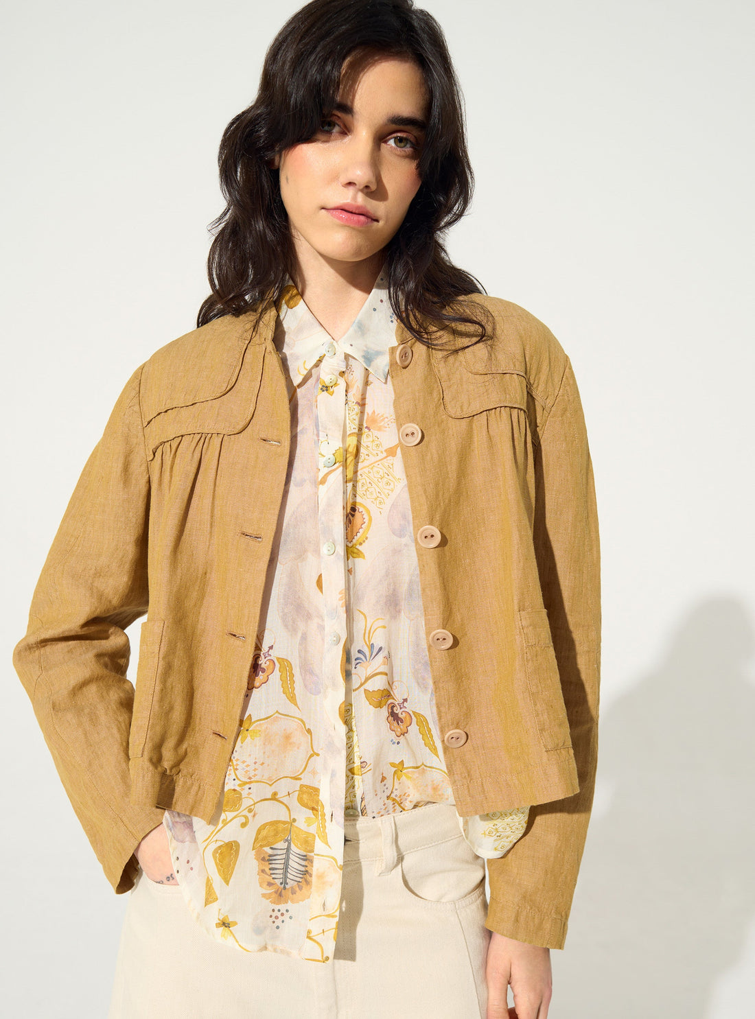 Loose brown linen and cotton jacket