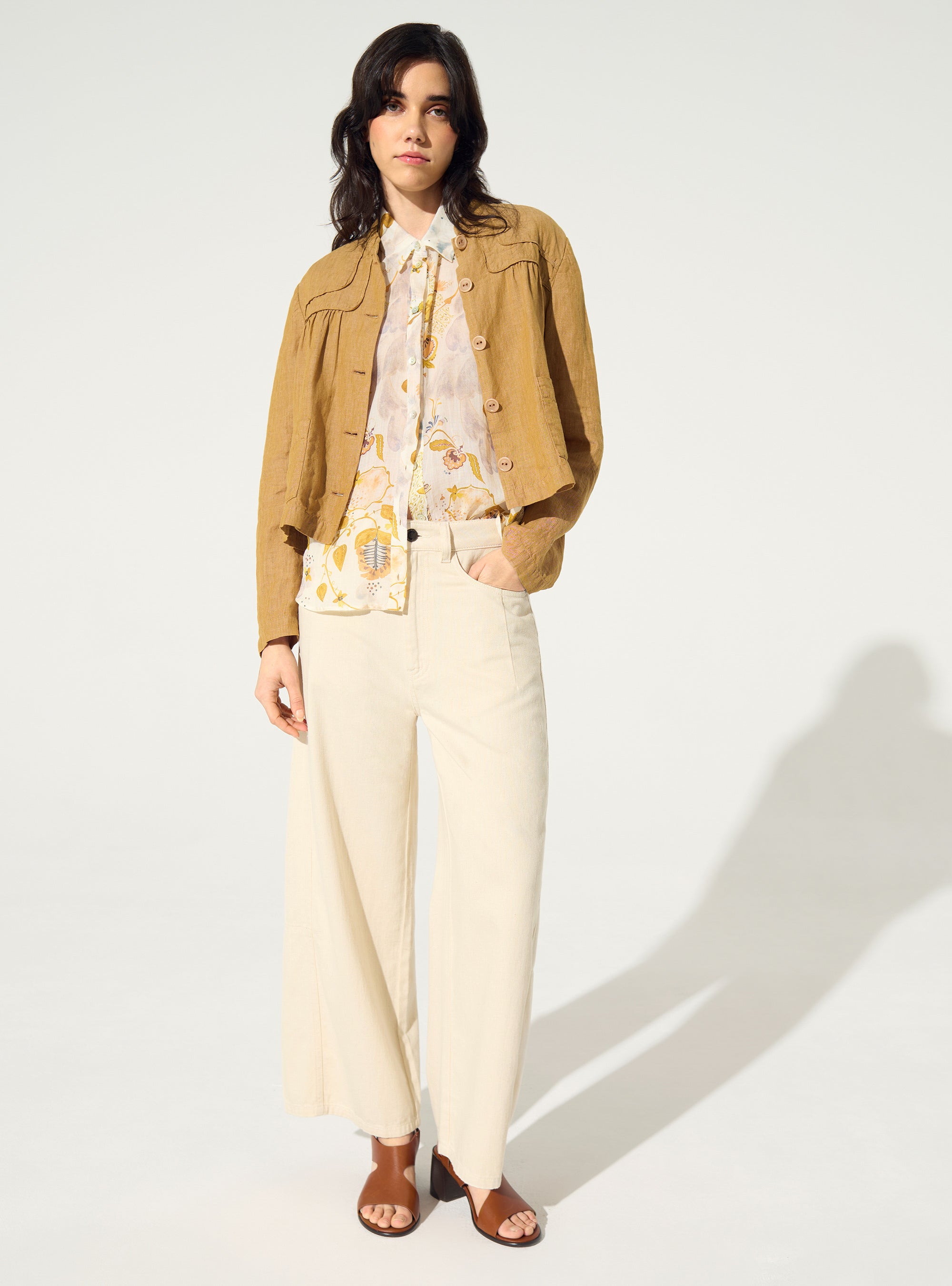 Loose brown linen and cotton jacket