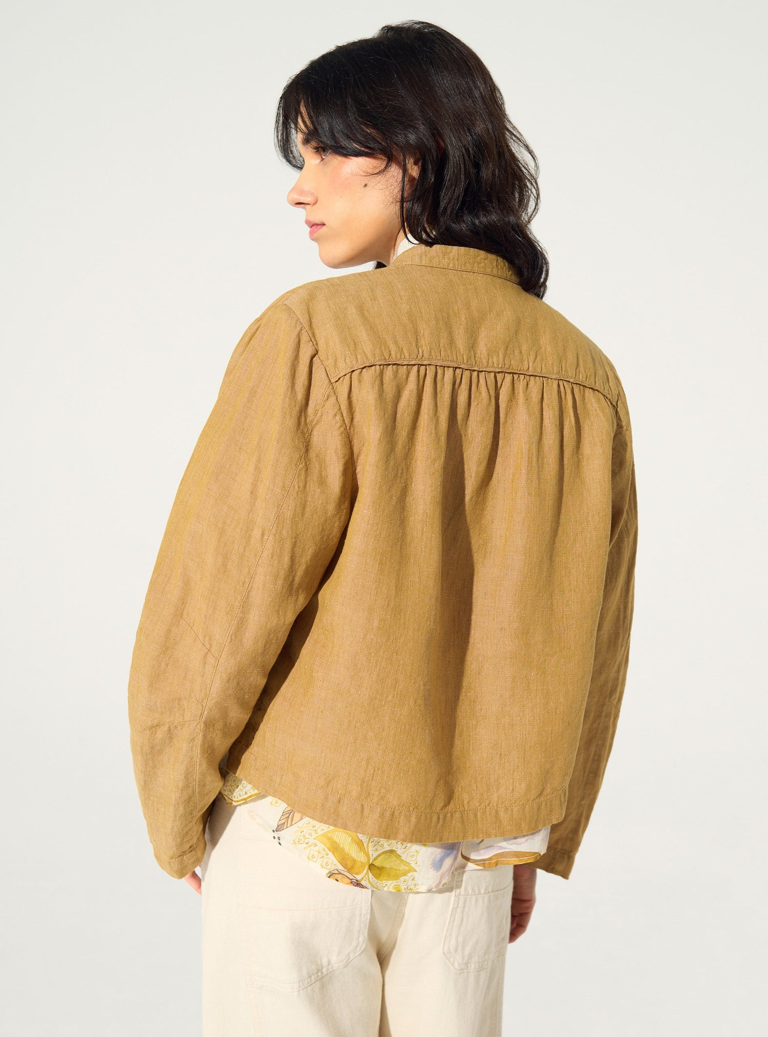 Loose brown linen and cotton jacket