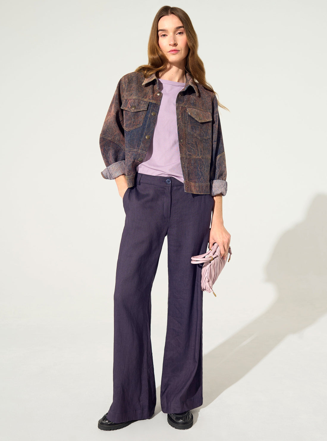 Purple linen trousers