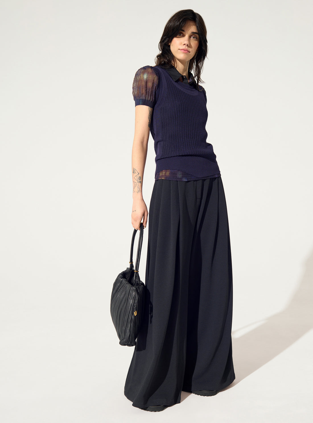 Black wide-leg trousers
