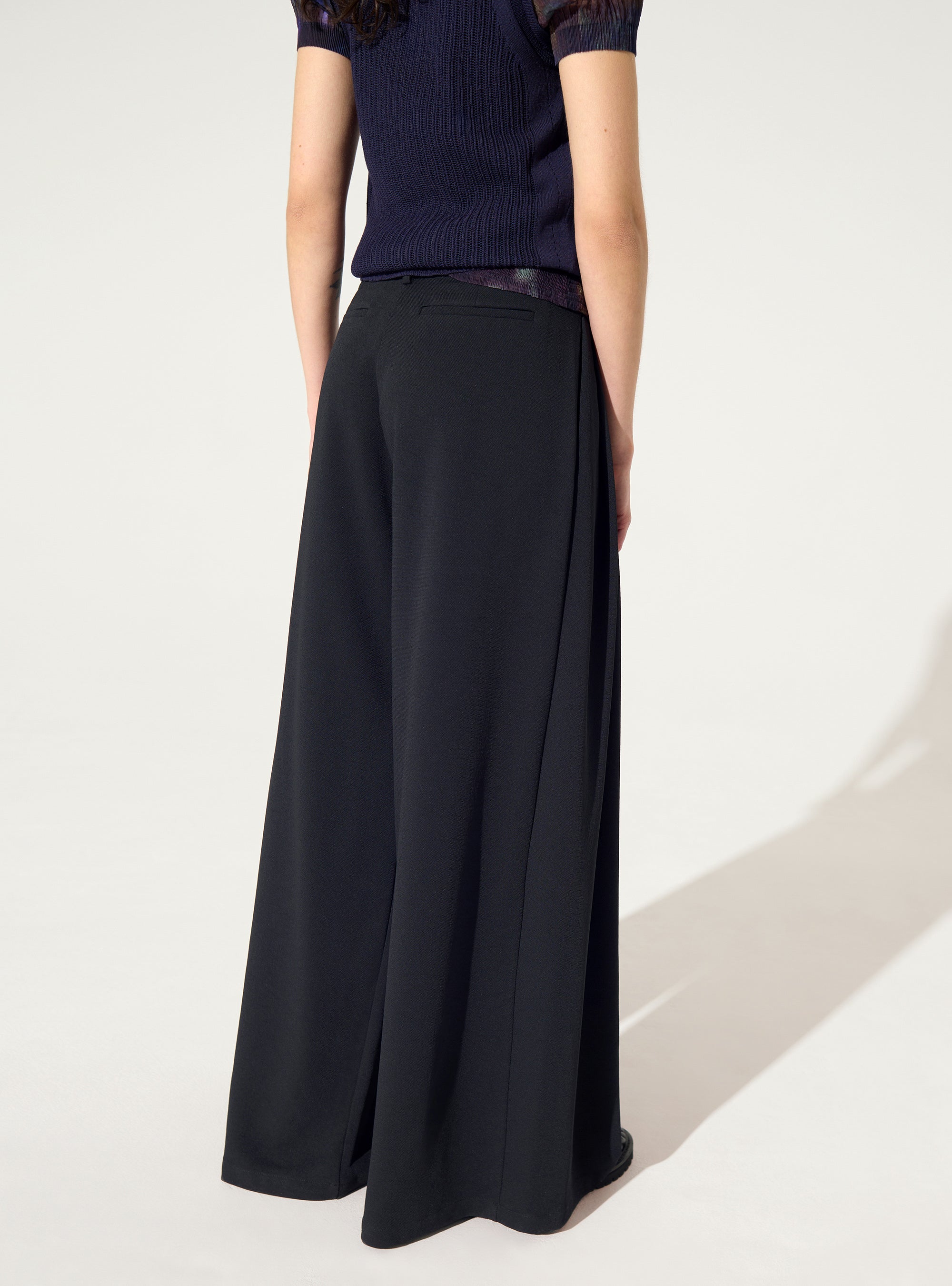 Black wide-leg trousers